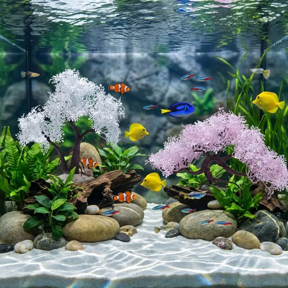 

Realistic Aquarium Cherry Blossom Underwater Scene Simulation Cherry Blossom Tree Plastic Natural Look Landscape Tree