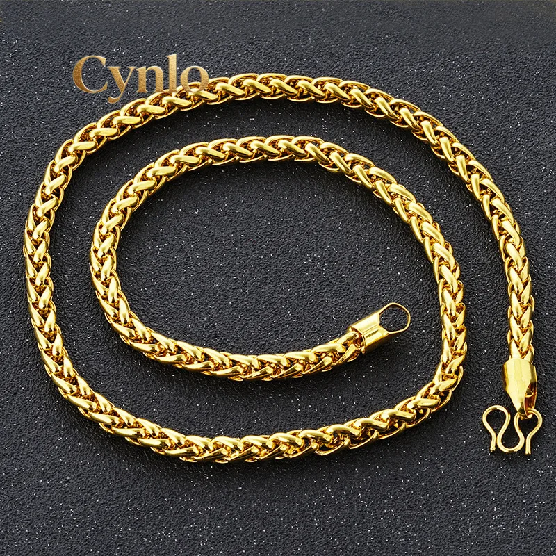 

Cynlo Jewelry 6mm Men's Fashion Necklace 24K Gold AU999 - Ideal 6mm thickness, understated fashion, rich 24K luster, durable AU9