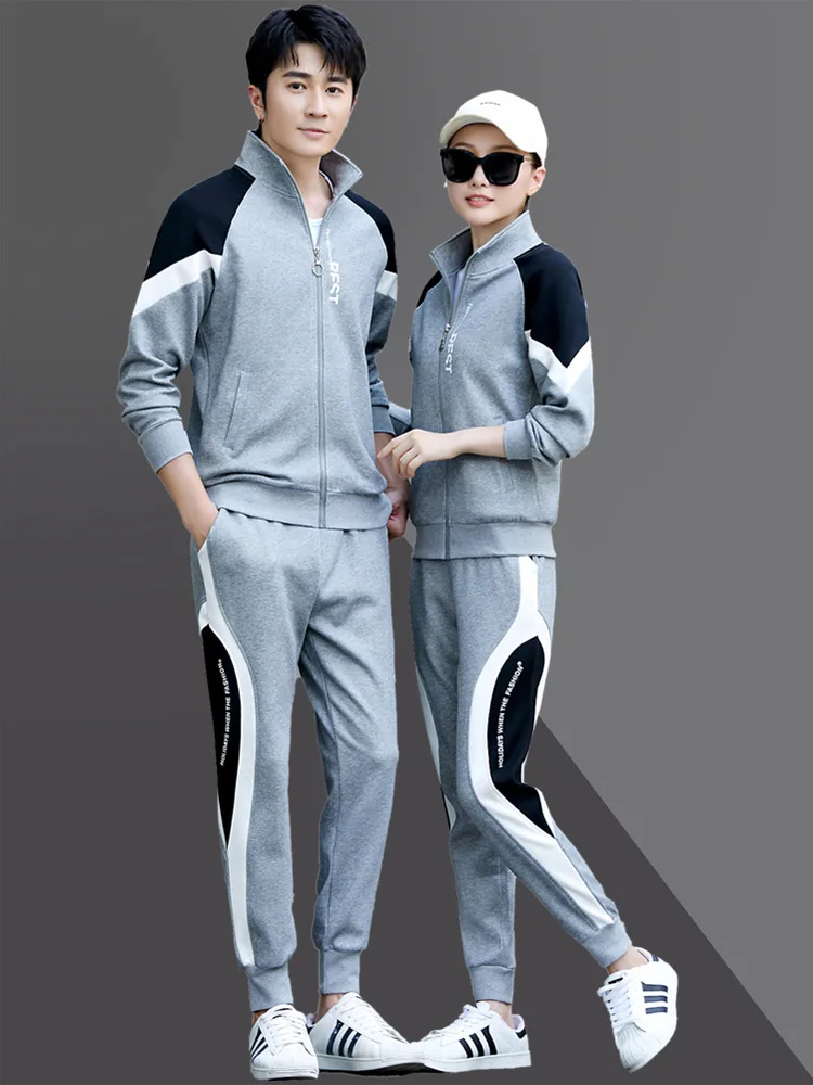 Katoen Vrouwen Mannen Trainingspak Outfits Lente Lange Mouwen Zip Up Jas Sweatshirt + Broek Running Jogger Workout Casual Set Sport pak