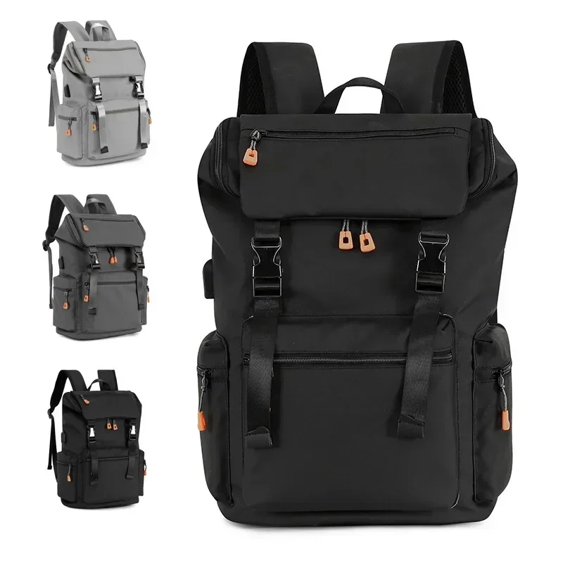 Men Casual Backpack USB Charging College Boy School Student Backpack Bag Large Capacity Waterproof Business Notebook Backpack