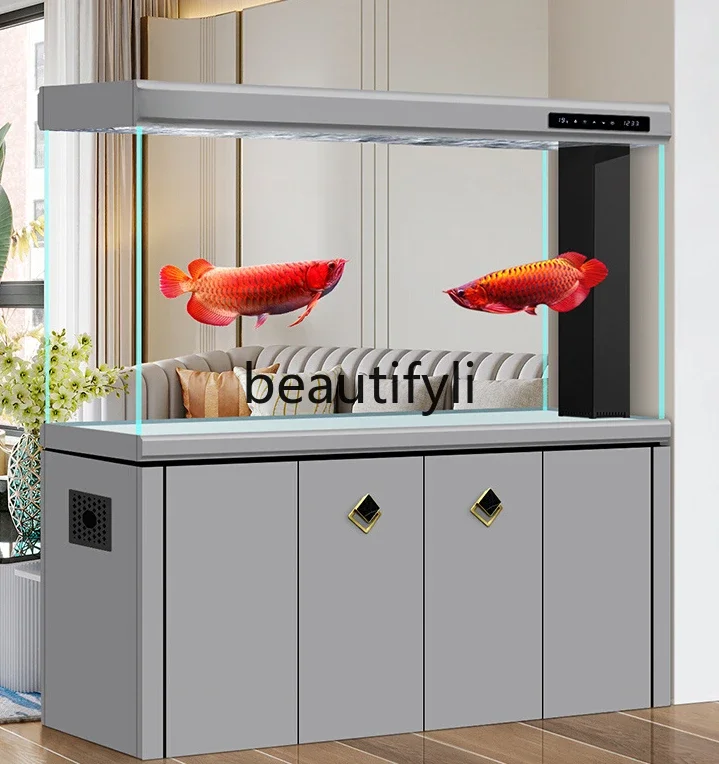 Fish tank large 2024 new aquarium intelligent light luxury ultra-white household porch partition screen