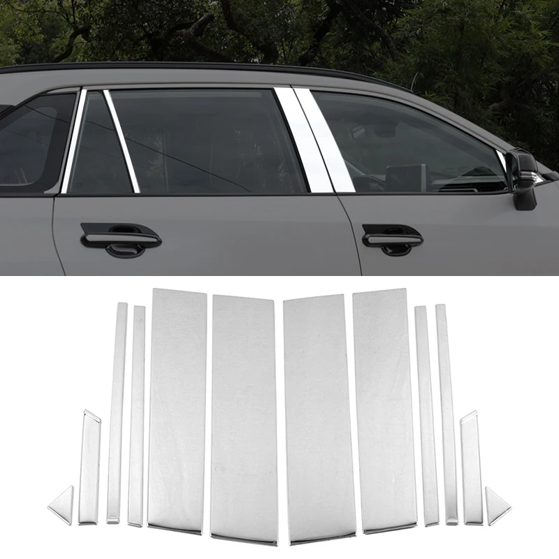 For Toyota RAV4 XA50 2019 2020 2021 2022 2023 2024 RAV 4 Hybrid Car Door Window B Pillar Posts Trim Cover Stainless Accessories