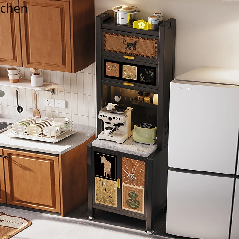 ZML medieval style small dining side against the wall integrated locker very narrow high cabinet stainless steel coffee cabinet
