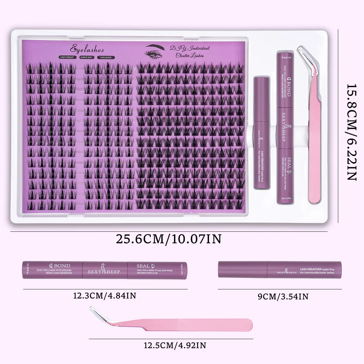 Wimpernbüschel-Set, verschiedene Stile, große Kapazität, Manga-Einzelwimpern-Set mit Kleber, Versiegelung, Entferner, Pinzette, Make-up – Detail 2