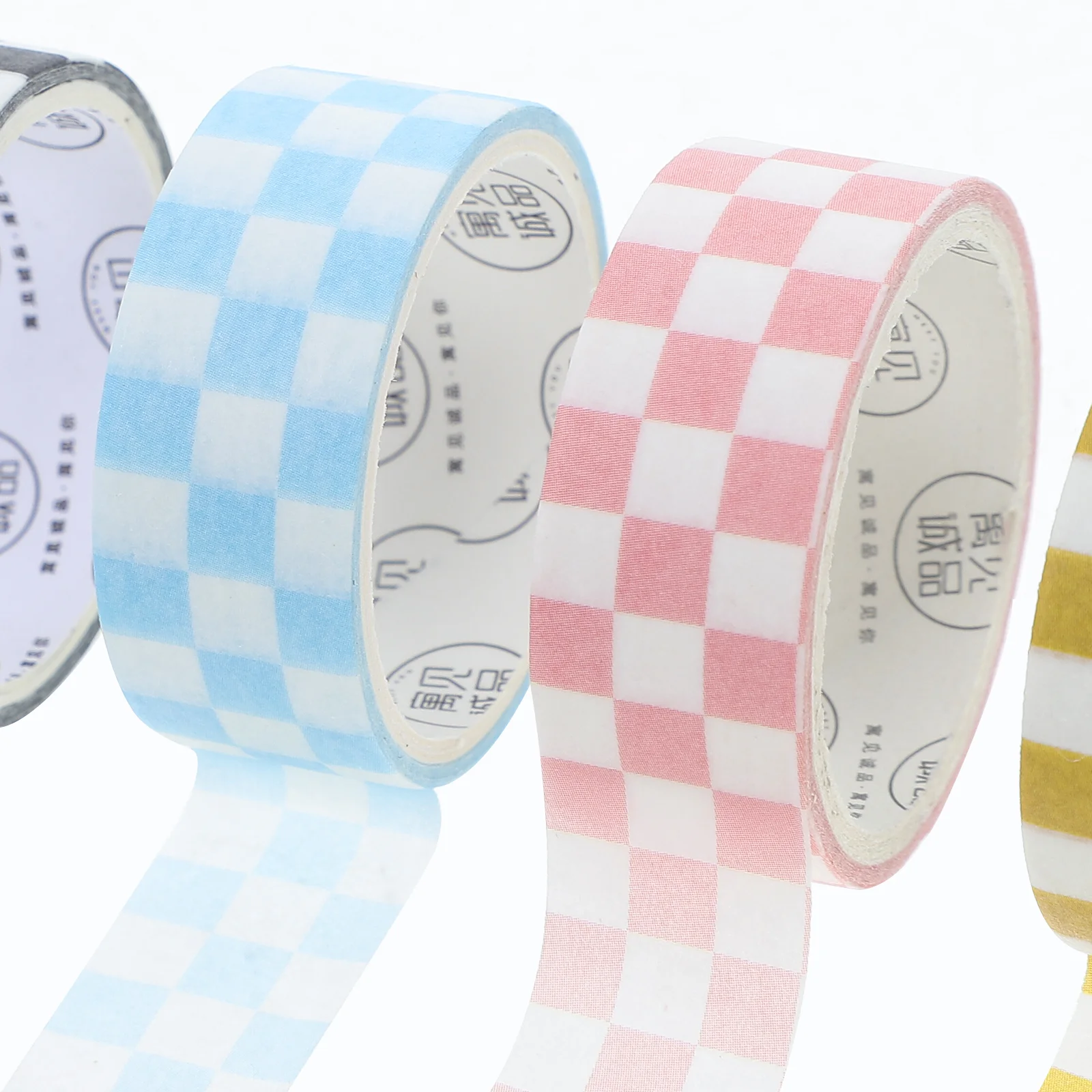 6 Rolls Journal Tape Scrapbooking Supplies Checkered Decor Stationery Colored Stickers Adhesive Washi DIY Tapes