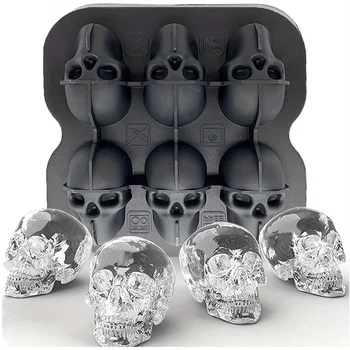 Skull Ice Ball Mold Silicone 3D Flexible Ice Cube Trays BPA Free Ice Trays For Freezer…