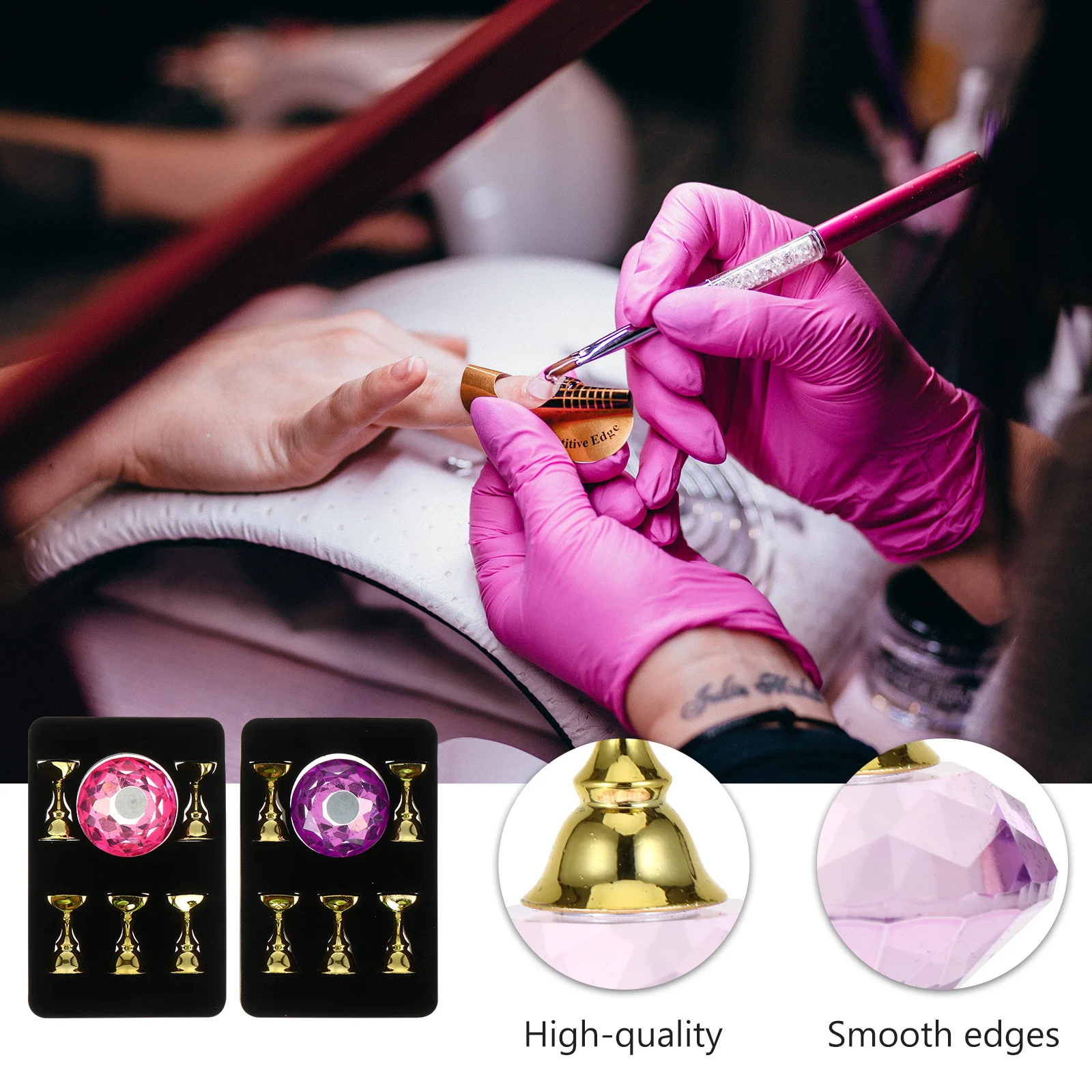 

2 Sets Art Display Stand Crystal Holders For Practice Manicure Salon Art Tool Nail Practice Base Nail Polish Color Board Holder