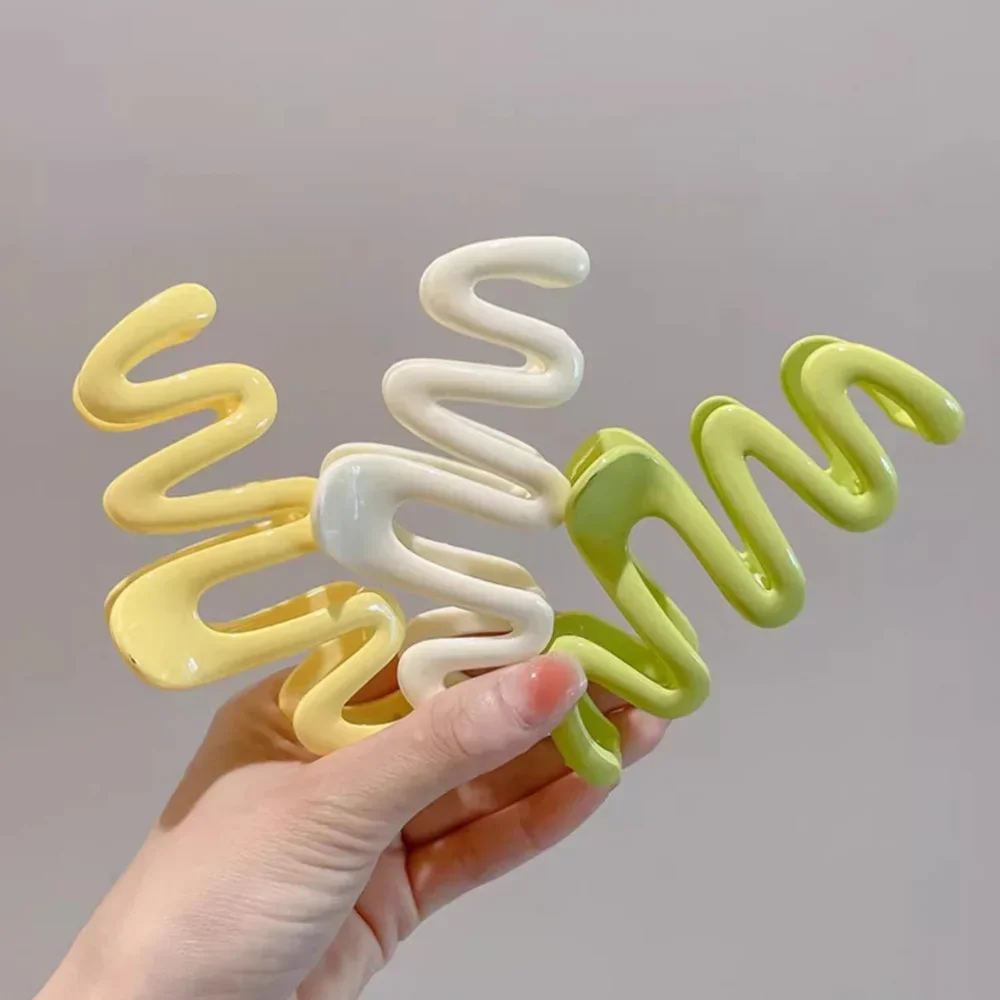 

High Quality Colored Plastic Wave Crab Claw Clip, Korean Shark Hair Clip, Geometry High Ponytail Barrette Girl Hair Accessories