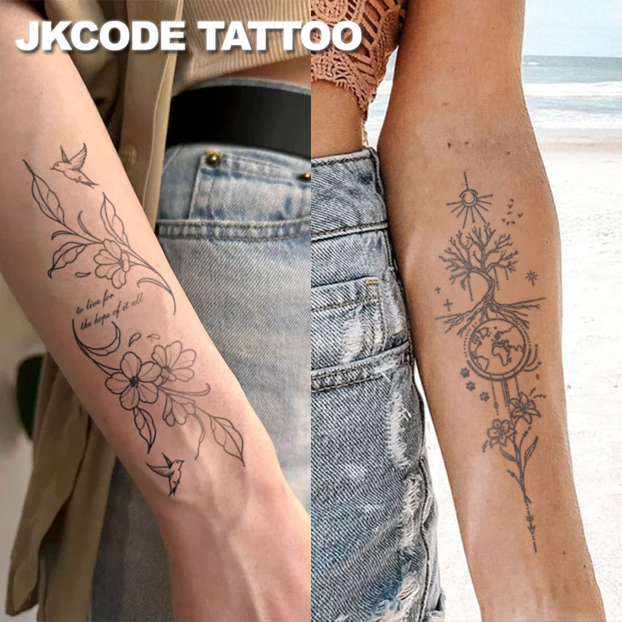 

Herbal Tattoo Sticker Music Festival Ins Style Cute Design Forest Environmentally Friendly Theme Tattoo - Tree of Life - Pattern Armband Tattoo Flower Sentences Elegant Style Cute Tattoo Fashion Girl Accessories Women's Feet Hands Neck Shoulder Collarbone