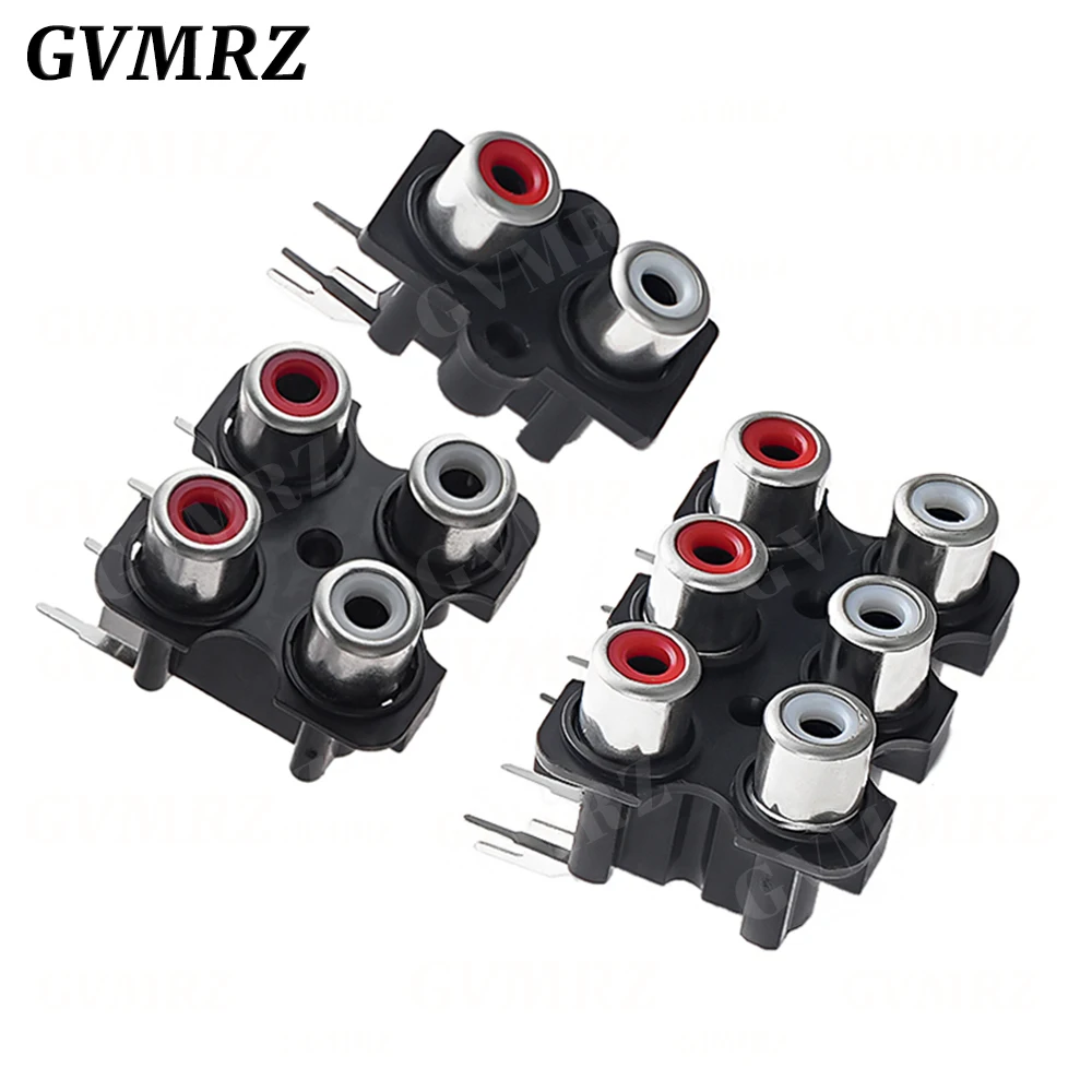 5PCS 2/4/6/8 Hole RCA Female Stereo Audio Jack AV Audio Input Socket Connector Lotus Row Amplifier Interface Signal Connection