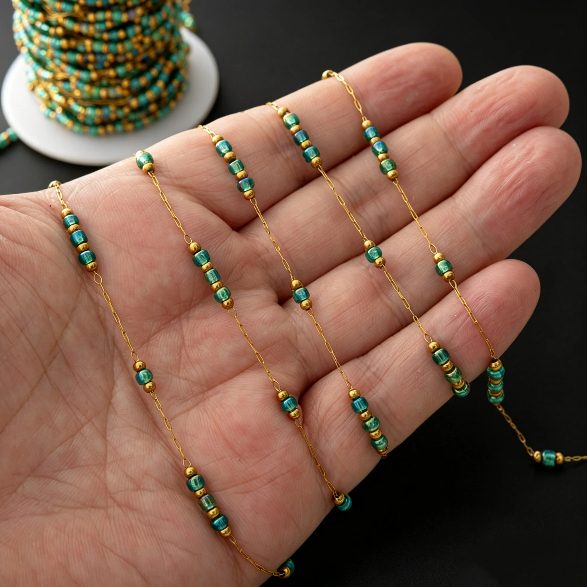 1 Meter Edelstahl Boho Perlenketten für DIY Halsketten Armbänder Schmuckherstellung Zubehör Material Bastelbedarf – Detail 6