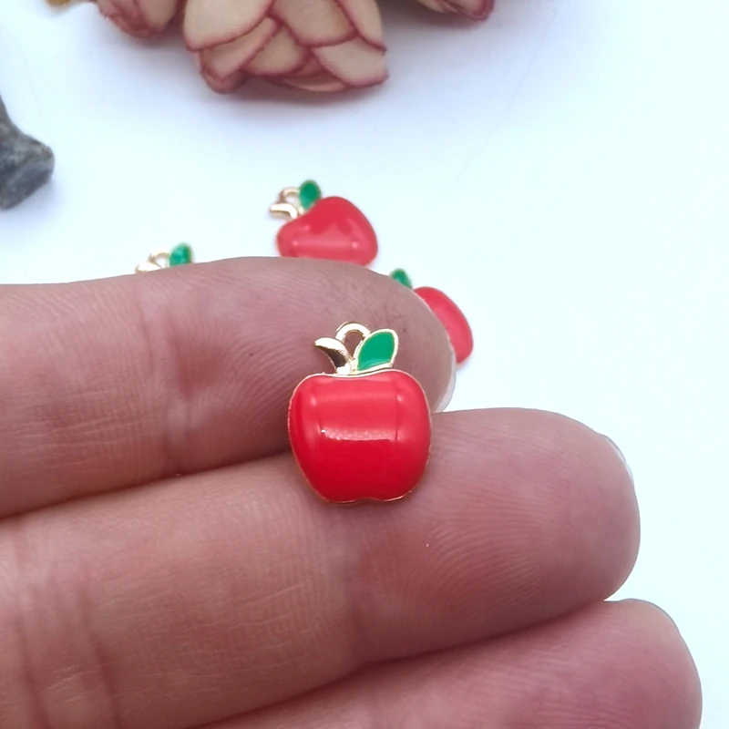 

5pcs 12*14mm Enamel Red Apple Charms for Jewelry Making Earring Pendants Bracelets Necklace Charms DIY Findings