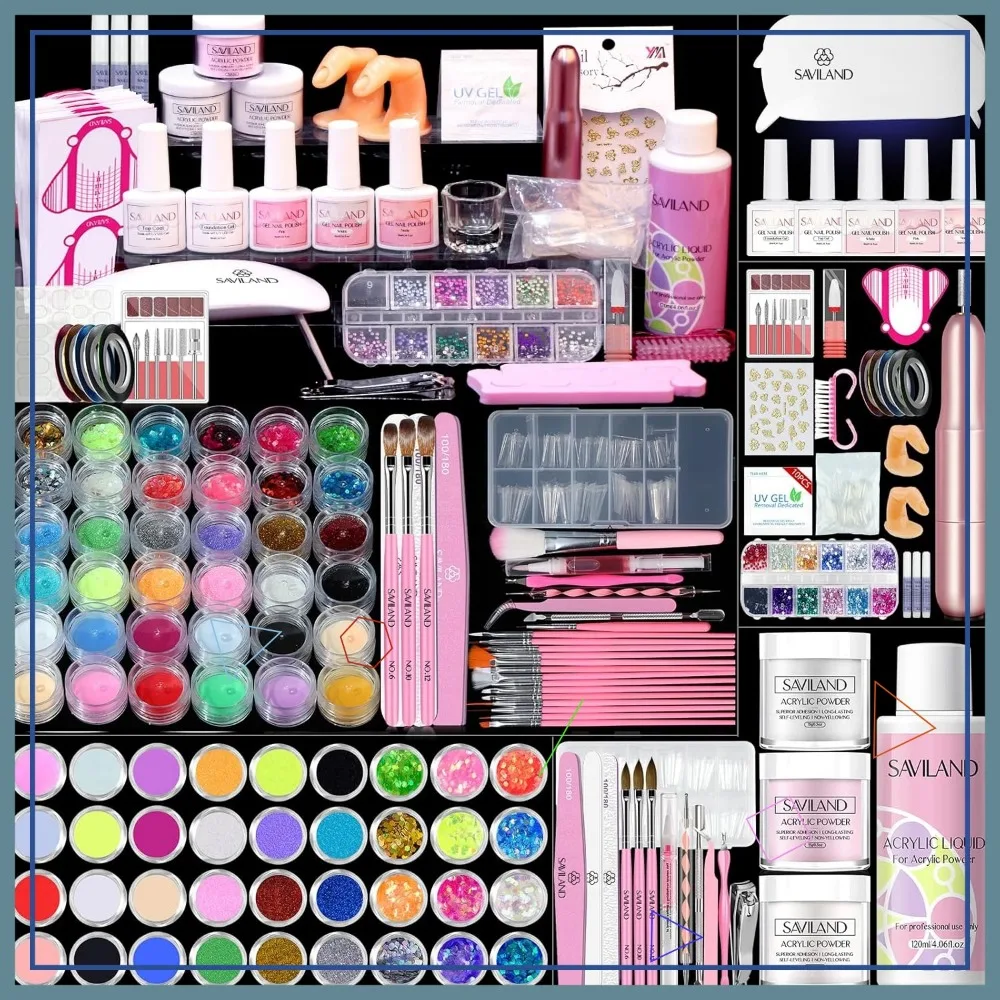 

Полный набор акриловых ногтей со сверлкой, гель-лаком, наконечниками и инструментами для начинающих своими руками и рождественскими подарками