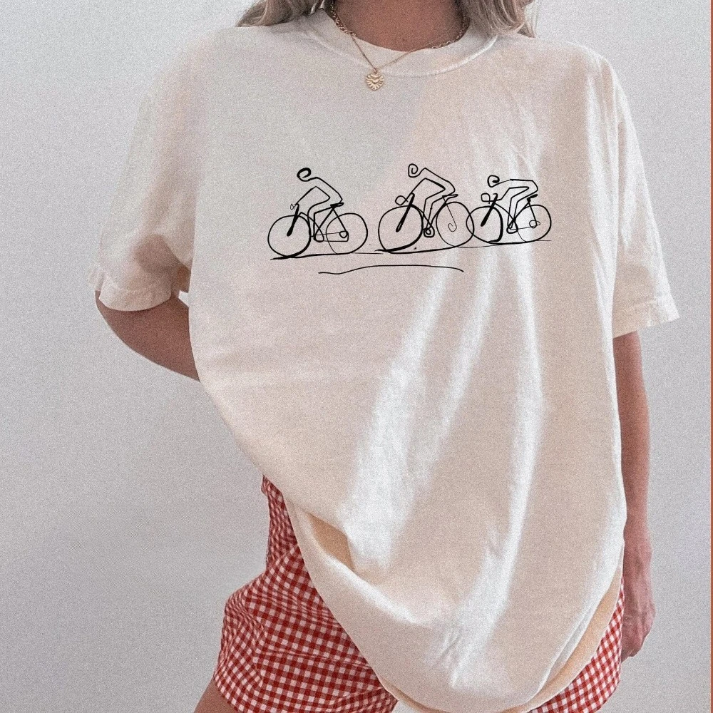 Cycling Shirt Road Bike Graphic Tee Bicycle Minimalist Biker Cyclist Gift Women Summer Ventilation Clothes O-neck Tees