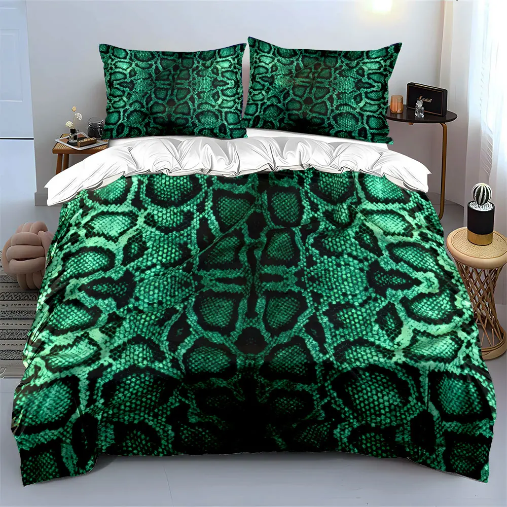 Green Snake Pattern Set Multiple sizes kid's and adults' bedroom Exquisite 3PC bedding set, gift