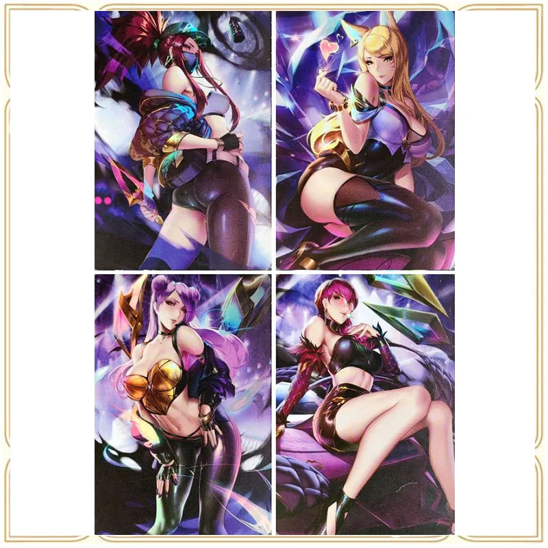 

Anime Goddess Story DIY ACG kawaii hot stamping glitter card Ahri Jinx Akali boy toy game collection card birthday gift