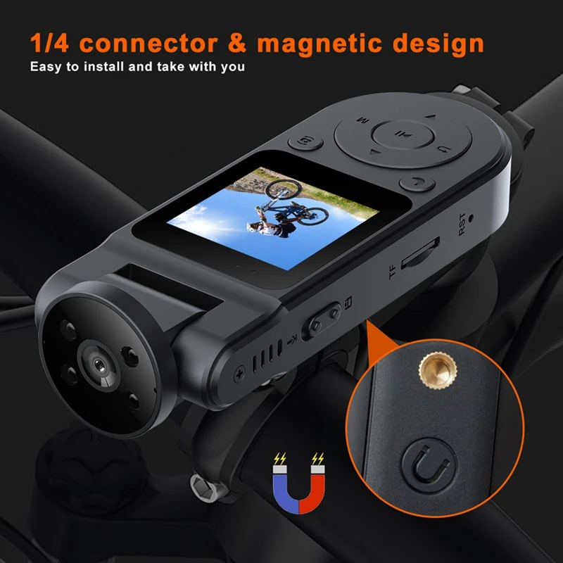 Mini câmera FULL-HD 1080P Bodycam 180 °   Câmera DV esportiva ajustável Gravador de aplicação da lei ao ar livre Câmera de visão noturna