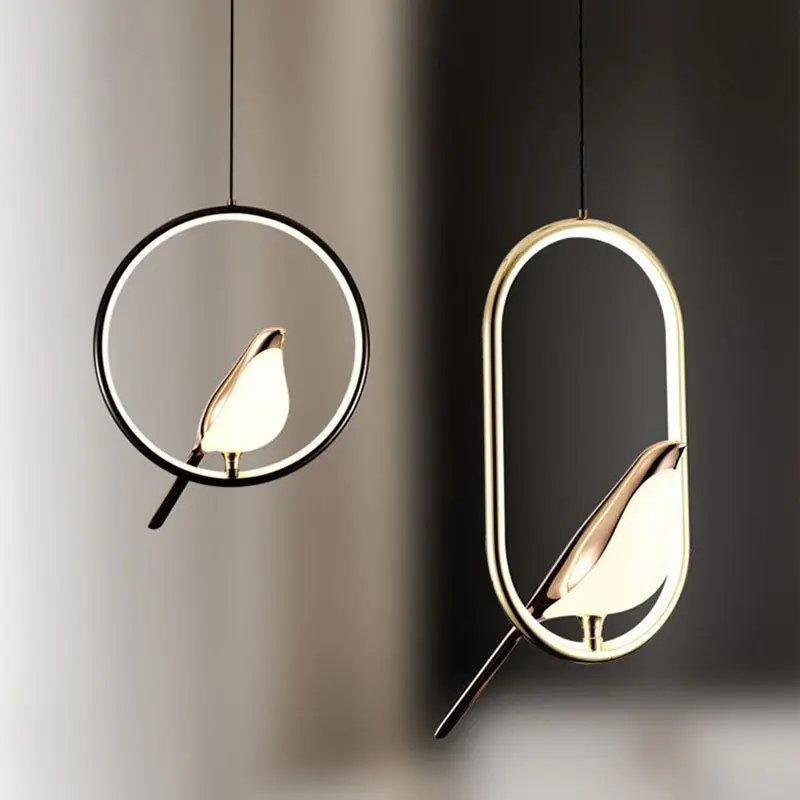 Nordic lustre LED magpie ceiling pendent lights modern hanging lamp home living study bedroom dining room bar decor chandelier