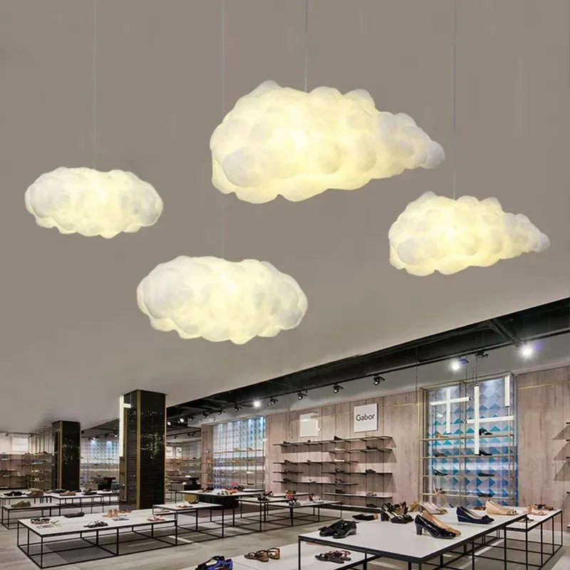 LED Cloud Pendant Light para decoração de casa, seda algodão atmosfera lâmpada, vários estilos, sala de estar, restaurante, restaurante, designer