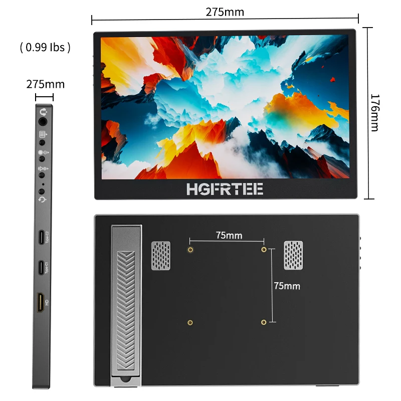 شاشة محمولة HGFRTEE مقاس 11.6 بوصة مع USB-C وتشغيل HDMI صغير لأجهزة الكمبيوتر والهاتف PS4 Xbox Switch #6