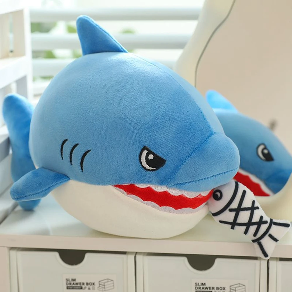 25CM Shark Eat Fish Plush Toy Small Fish Retractable Rope Big Shark Decompression Doll Send Friends Birthday Christmas Gift