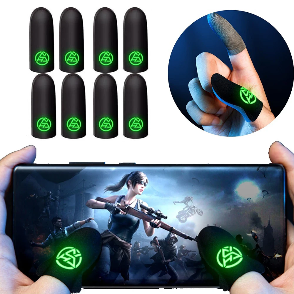 1-5Pair Gamer Finger Sleeves Sweatproof Anti-slip Touch Screen Finger Cover Luminous Breathable Gaming Fingertip Cover For PUBG