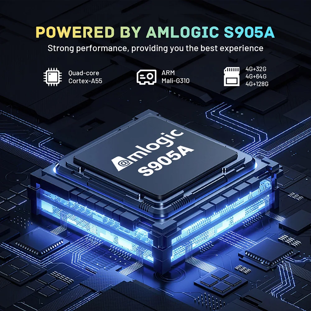 قوية أندرويد 14 صندوق التلفزيون الذكي Amlogic S905A DDR4 4GB RAM 128GB Rom WiFi 6 4K UHD HDR10 مشغل الوسائط BT5.X 1000M إيثرنت 32G