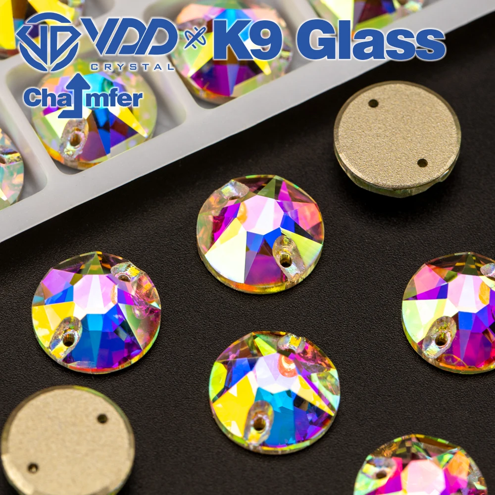 VDD 8 Big 8 Small AAAAA Top Quality K9 Glass Sew On Rhinestone Sewing Crystal AB Flatback Strass For Craft Clothes Wedding Dress