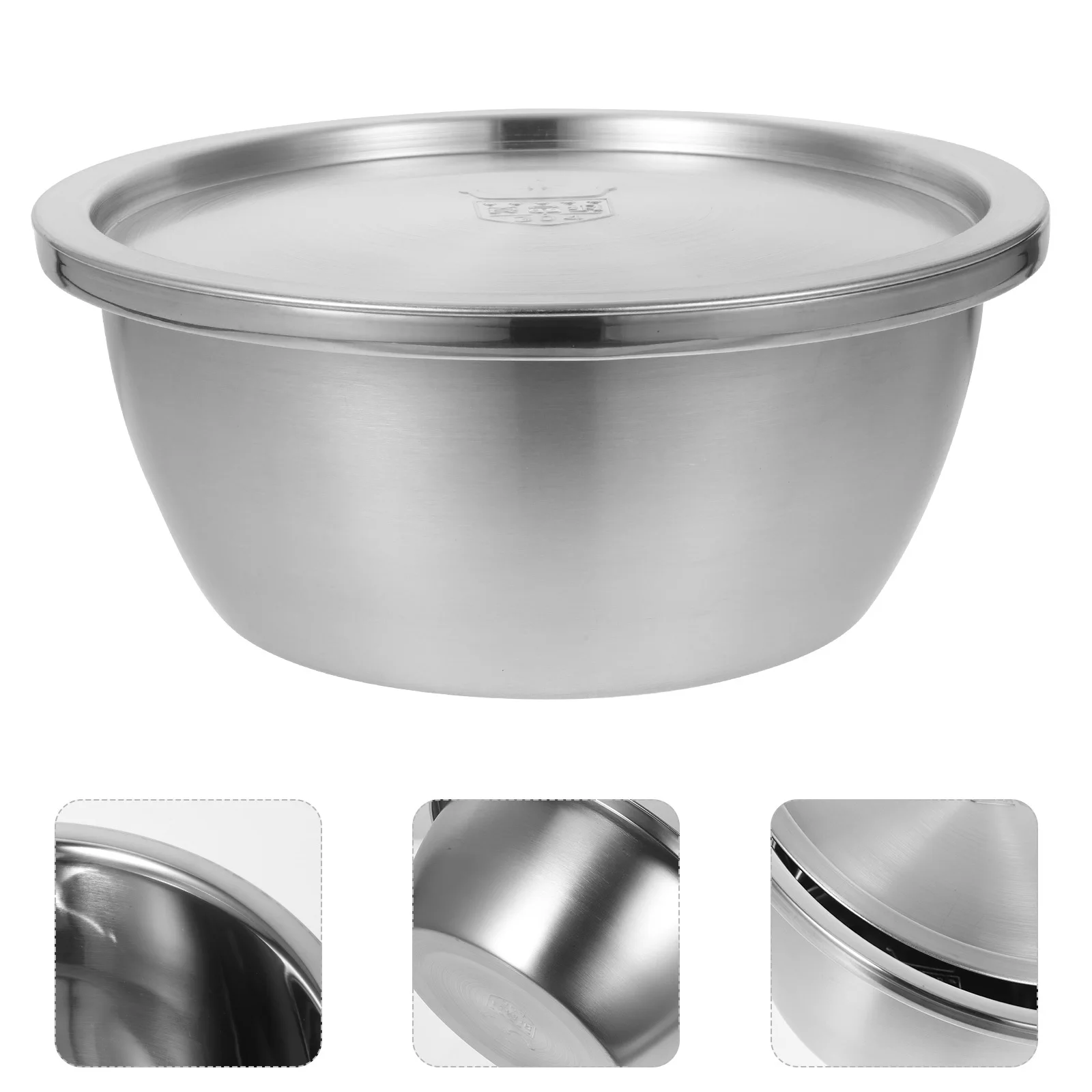 

Stainless Steel Freshness Bowl With Lid Round Thickened Wash Basin Rust-Free Dishwasher Safe For Kitchen Pasta Vegetable