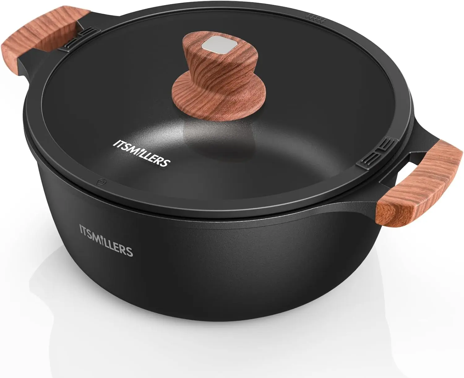 Cacerola de Cerámica Antiadherente de 6.5 Qt con Fondo de Inducción, Olla de Aluminio Fácil de Limpiar