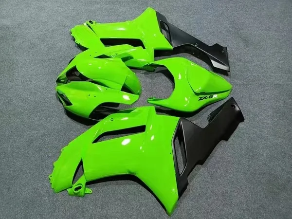 Motorcycle Full Body Fairing kits Suitable For Kawasaki ZX6R 2007 2008 Bright Green black  fairings ZX6R 07 08