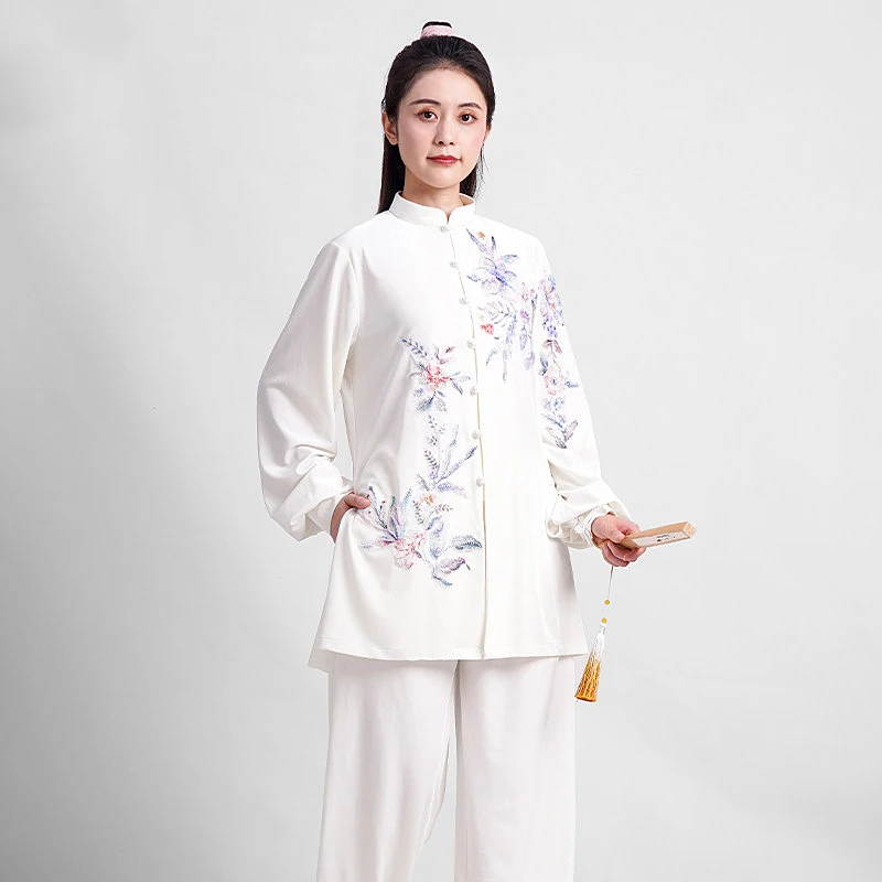 

Women's Thickened Korean Velvet Winter Tai Chi Uniform - Embroidered Group Martial Arts Performance Outfit for Fall & Winter