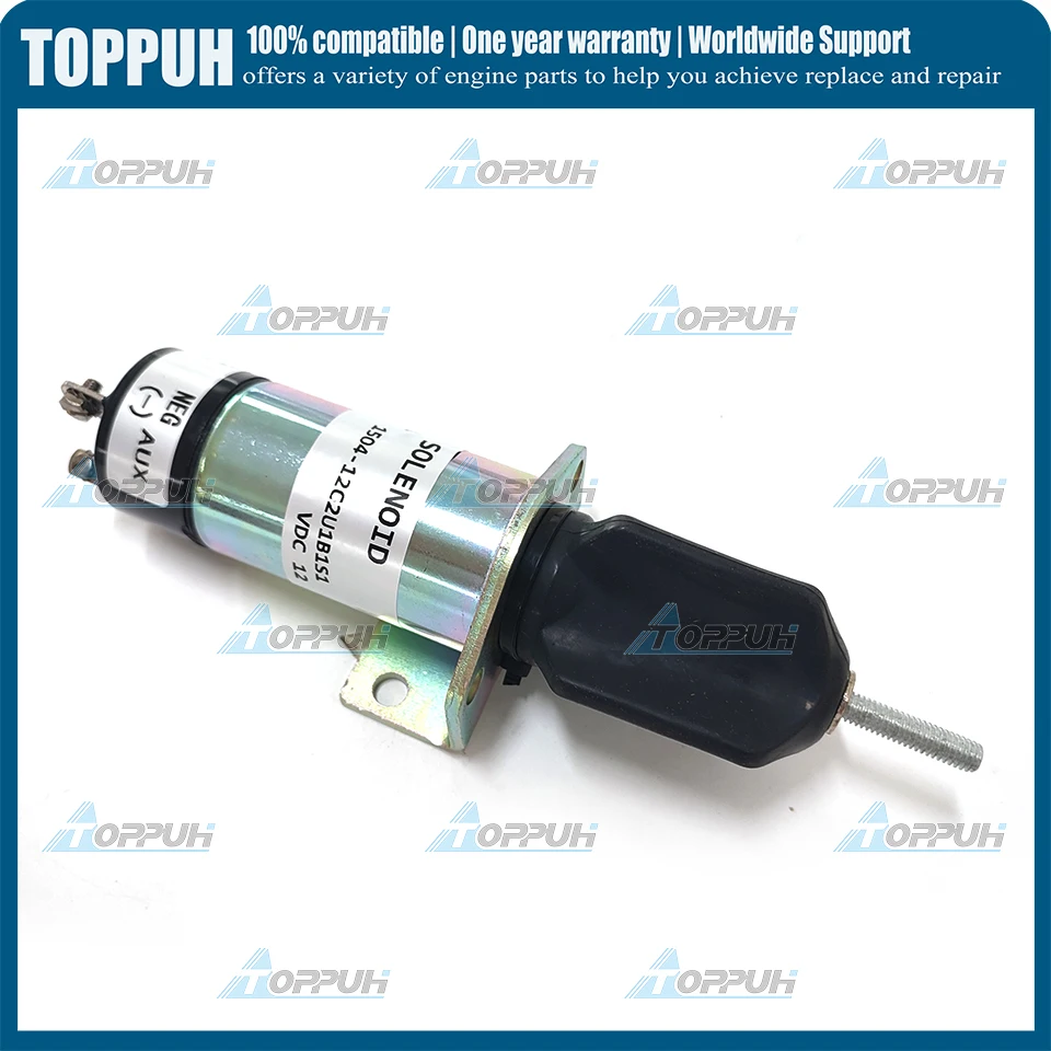 12V 1504-12C2U1B1S1 3 Terminals Shutoff Solenoid for Synchro Start Kubota DF-750 Choke