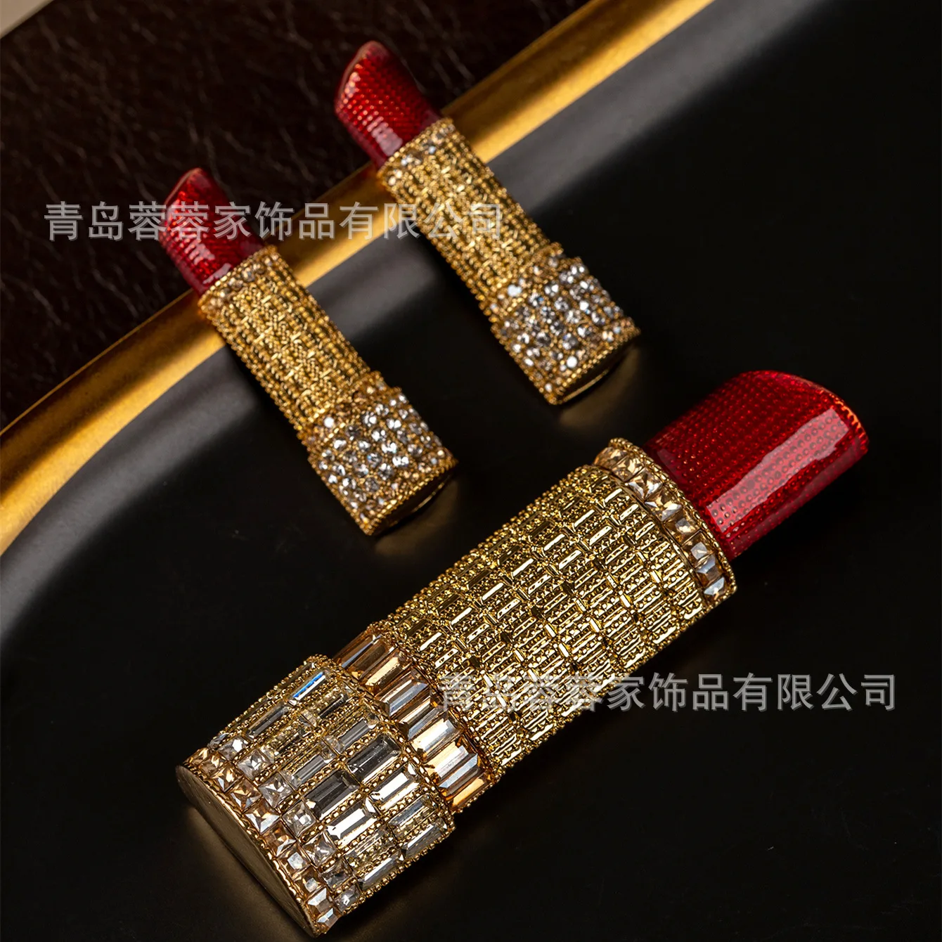 Lipstick Shape Diamond Stud Earrings Dinner Party Brooch High-end Women's Medieval Jewelry