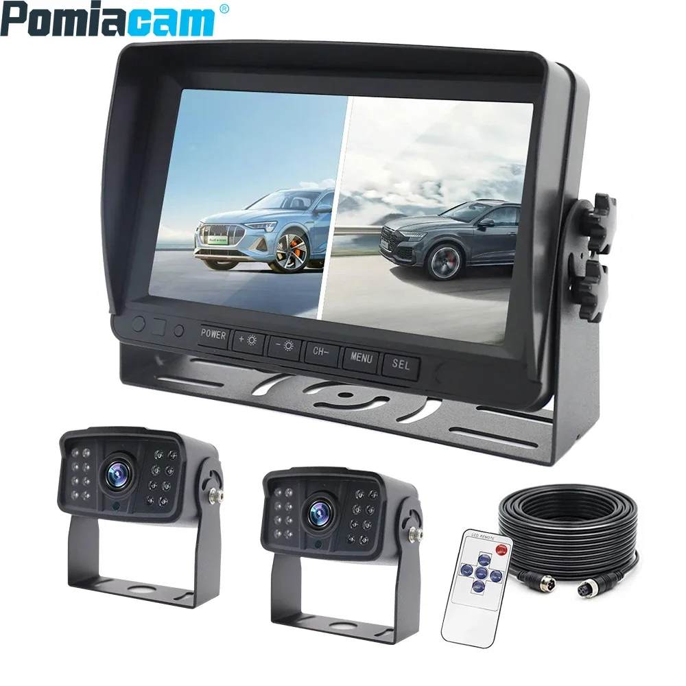 Heavy-Duty 1080P 4-Camera Dash Cam System  with 7-Inch Quad Monitor Reversing Camera System for Trucks and Buses