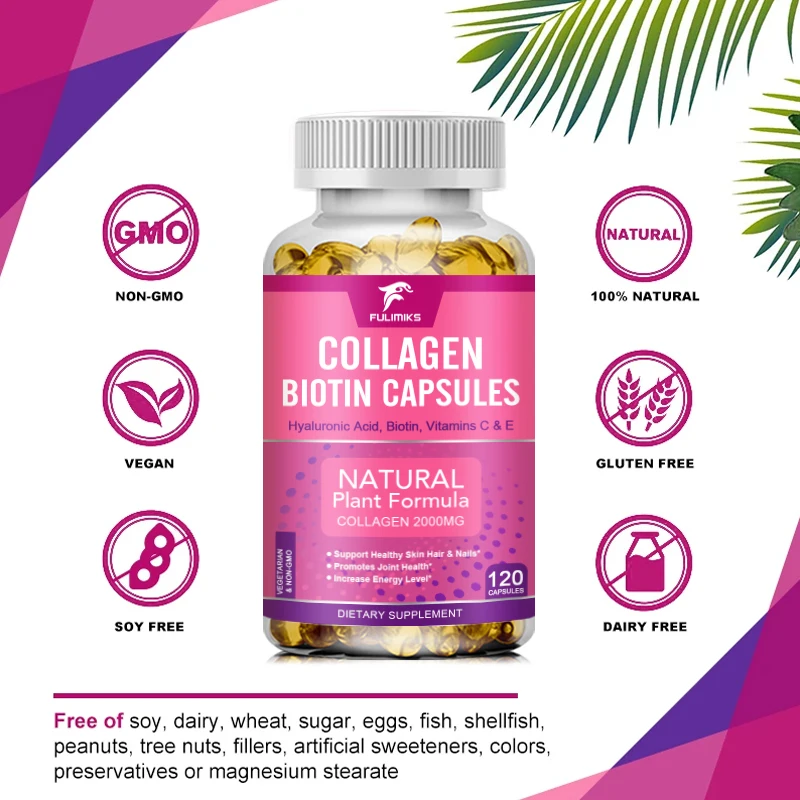 Biotin | Collagen | Keratin | Hyaluronic Acid - Hair Growth Support Supplement | Skin & Nails Beauty - B1 | B2 | B3 | B6 | B7