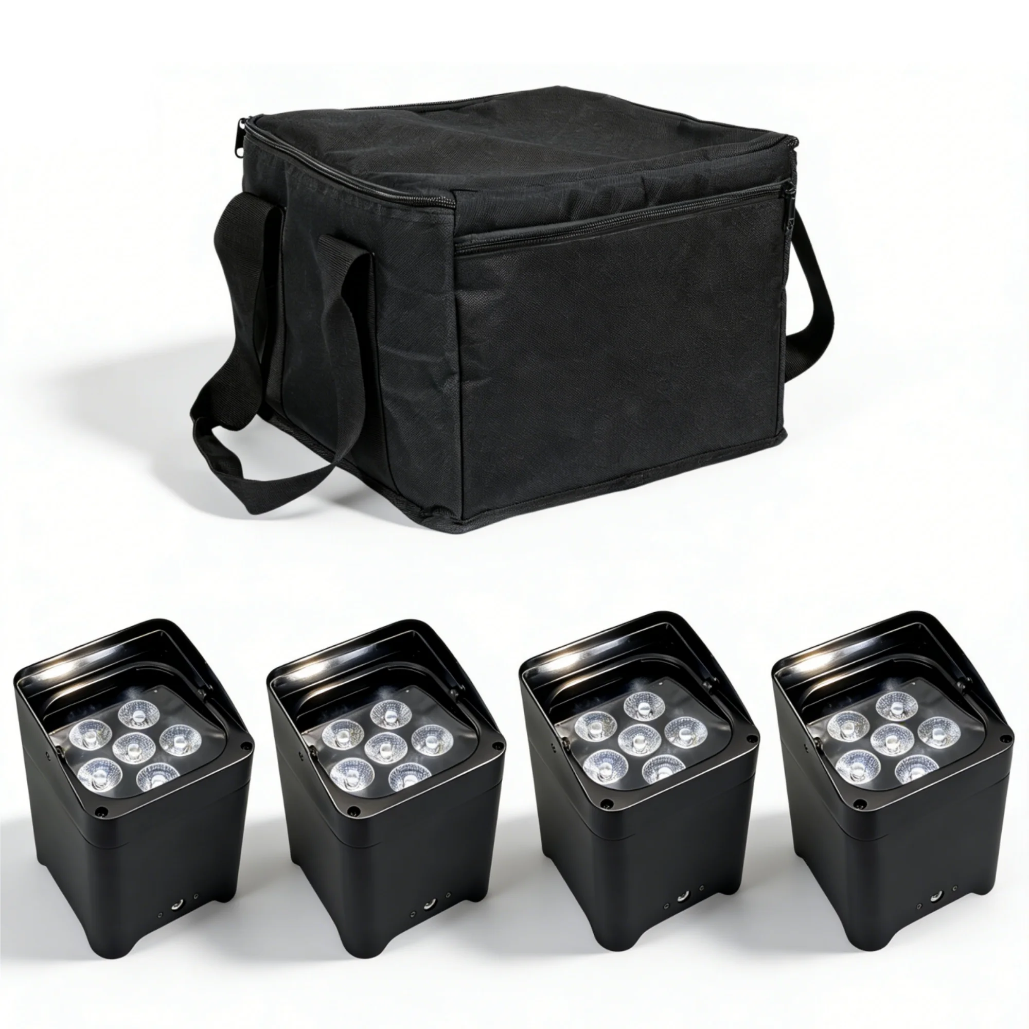 4Pcs 6x18W RGBAW+UV LED Battery Par Light 6-in-1 Wireless Stage Light DMX Remote Control with a Bag WiFi for DJ Bar Disco Party