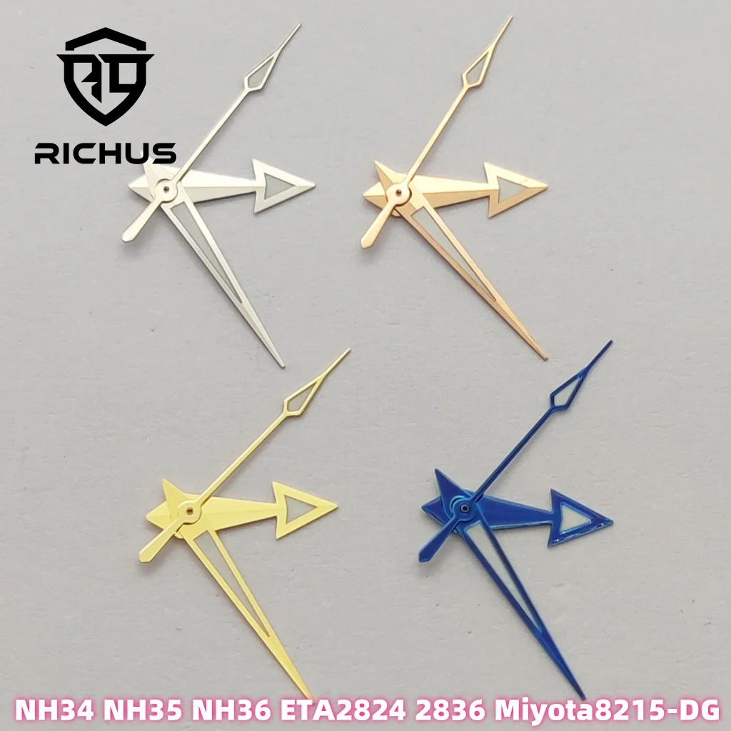 RICHUS Silver Watch Hands Green Luminous Fit NH34 NH35 NH36 ETA2824 2836 Miyota8215-DG Movement