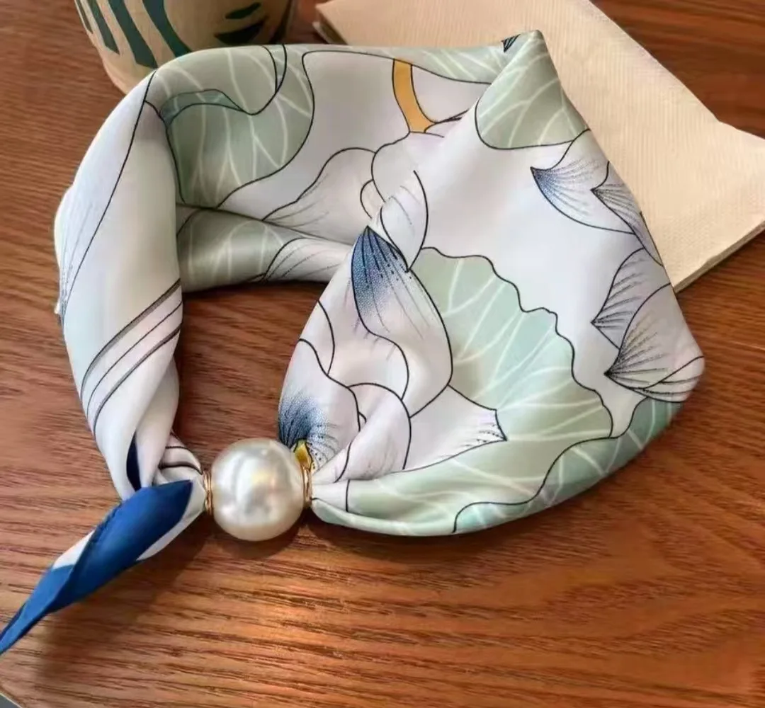 Parelketting Magnetische gesp Luie zijden sjaal Dameshanger Sjaal Sleutelbeenketting Zijden sjaal