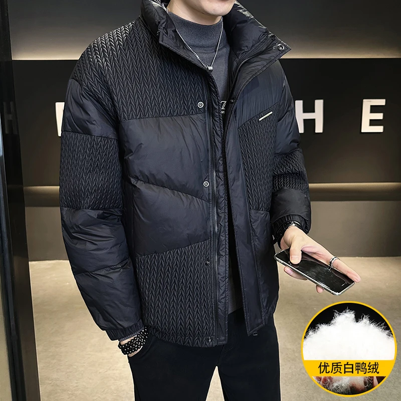 Black Color Men\'s Warm White Duck Down Jackets 2024 Winter Windproof Top Puffer Coats Youth Streetwear Thick Down Parka Clothing