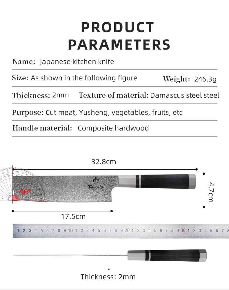 New Arrivals 67layers Damascus Steel Wooden Handle Japanese Style Kitchen Cutting Santoku Knife