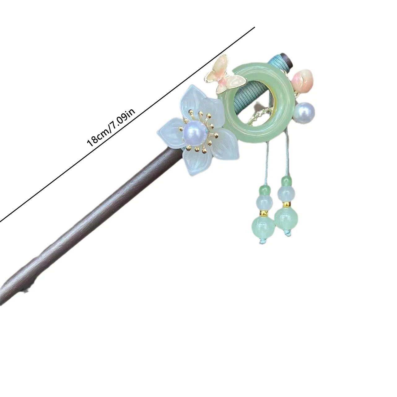 1pc Elegant Temperament Three-dimensional Flower Tassel Women Wooden Hairpin Retro High-end Feeling Cheongsam Tassel Hairpin