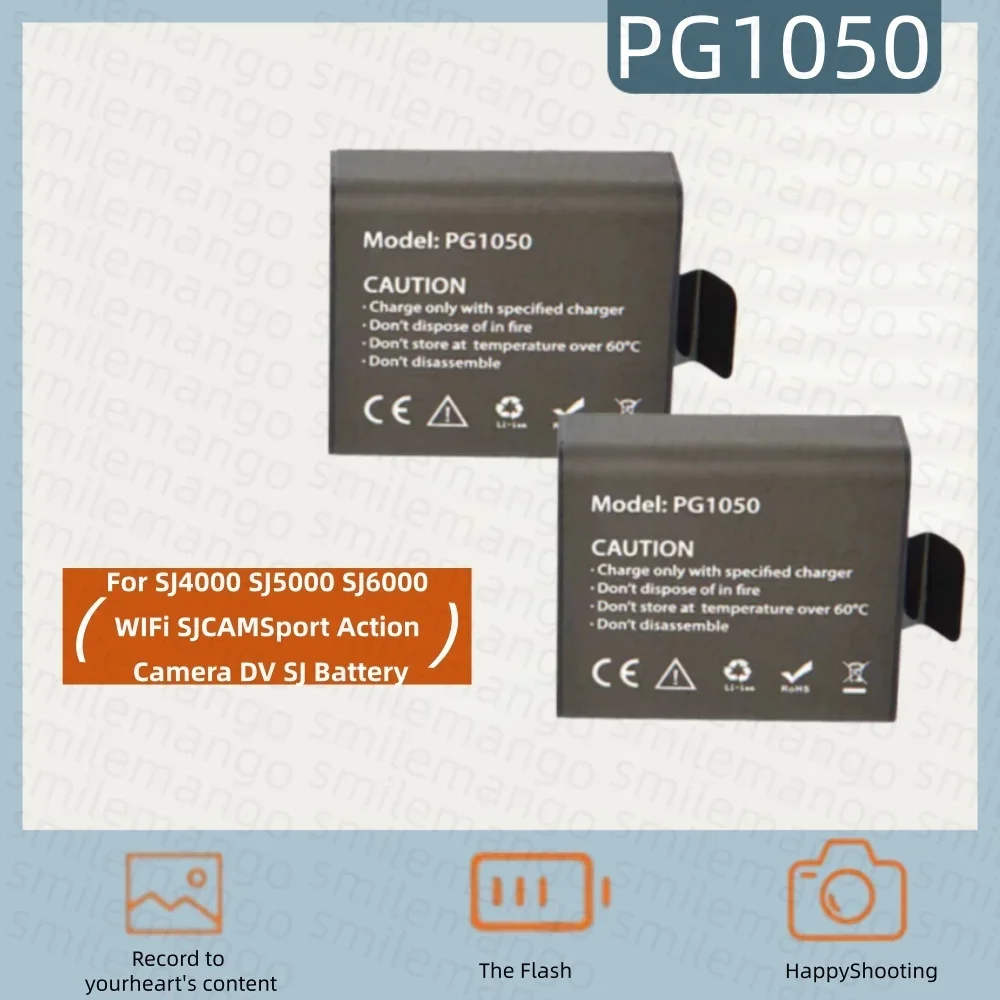 PG1050 mAh Rechargeable Action Camera Battery For SJCAM SJ4000 AIR EKEN H9R H8 AKASO Apexcam Vemont COOAU APEMAN
