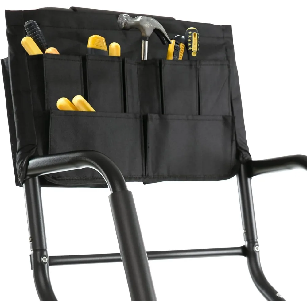 سلم فولاذي قابل للطي مع مساند للذراعين جانبية غير قابلة للانزلاق ودواسات كبيرة، محمول، يحمل ما يصل إلى 500 رطل، قابل للفصل لسهولة التخزين #6