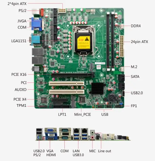 Q250 Motherboard Micro ATX SBC 6/7/8/9th Core i3/i5/i7/i9 LGA1151 Desktop CPU IPC Industrial Mainboard with 6*COM 2*LAN DDR4 LPT