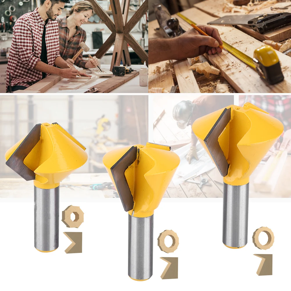 

1/2" Shank CE Bird's Mouth & Glue Joint Router Set Carbide Tipped Wood Milling Bits TCT Cutter for Cabinet Door Frame