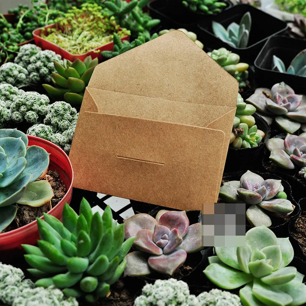 

60Pcs 10.5x6.7cm Kraft Paper Envelopes Retro Name Cards Storage for Postcards Business Cards Small Trinkets Brown Classic Letter