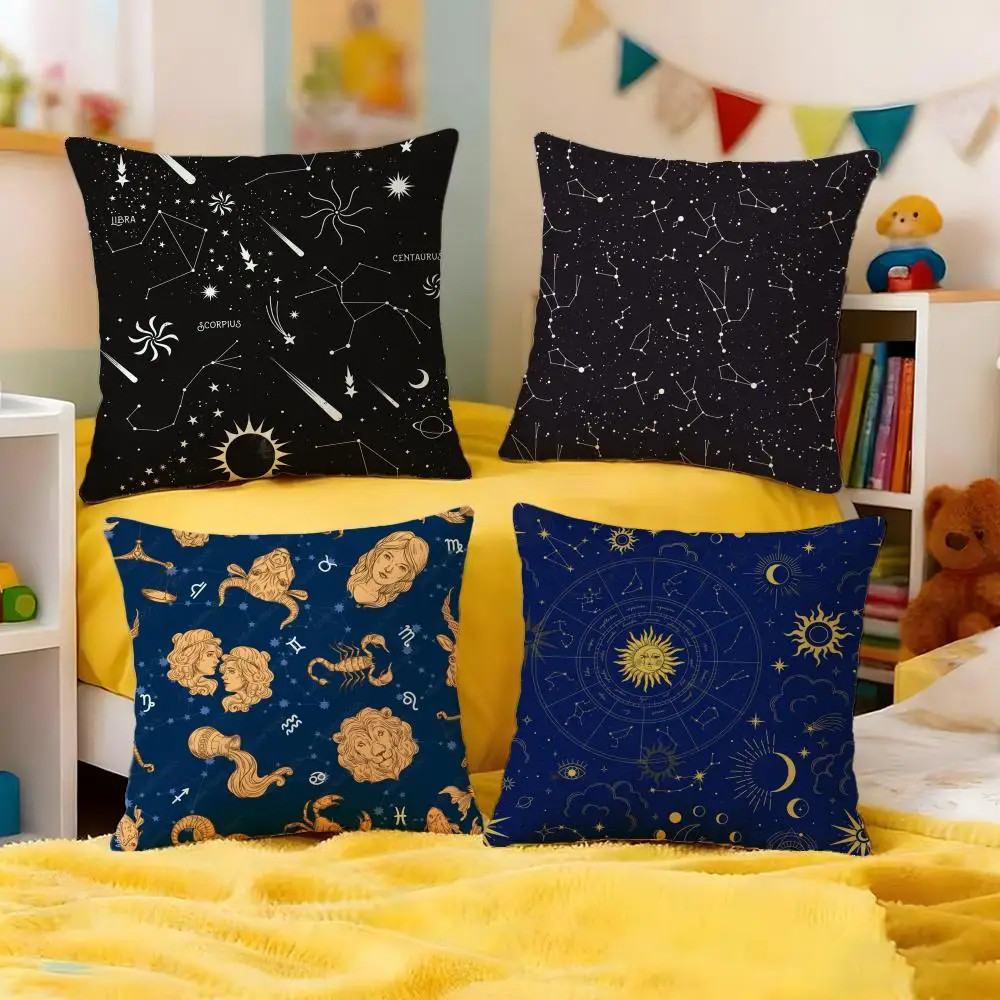 Constellation Pattern Cushion Cover Premium Soft Pillowcase Skin-Friendly Breathable Multi-Purpose for Home Office Travel
