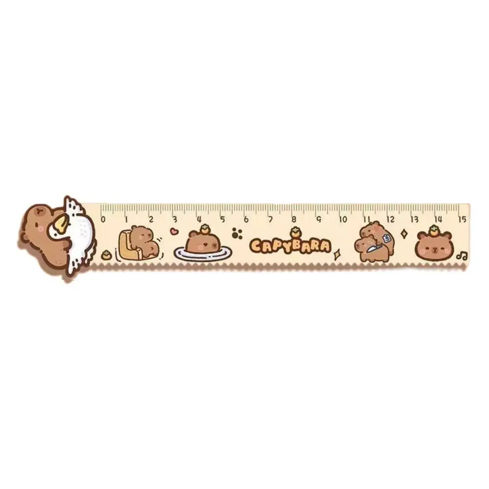 4pcs/set Creative Acrylic Capybara Set of Rulers Drawing Tools Cute Cartoon Soft Ruler Set Office Supplies Protractor