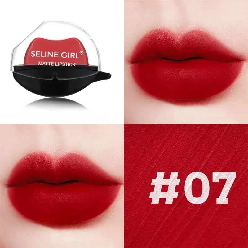 New Fashion Lip-shaped Lipstick Lazy Lipstick Long- Lasting Make Up Velvet Matte Waterproof Non-stick Cup Lip Tint Female Makeup